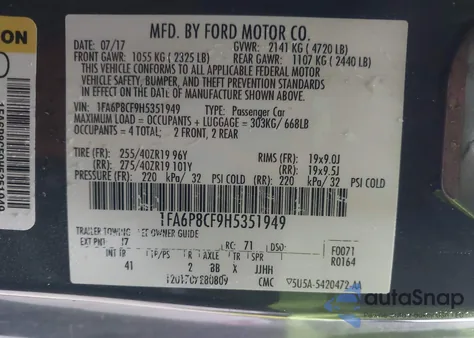 2017 Ford Mustang Gt Premium from USA, damaged, VIN 1FA6P8CF9H5351949